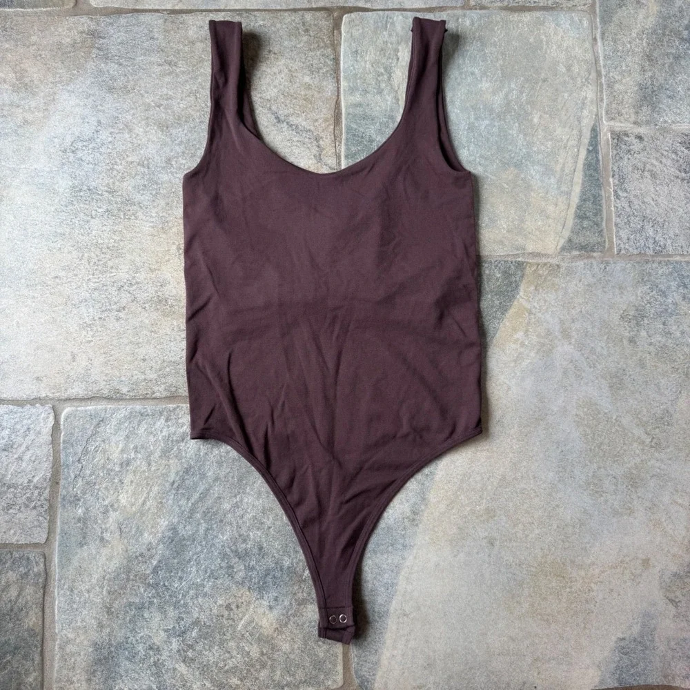 Free People‎ Seamless Scoop Bodysuit M/L Cocoa Intimately Stretchy